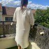 ROBE 100% LIN BLANCHE RAYÉ DORÉ – Image 2