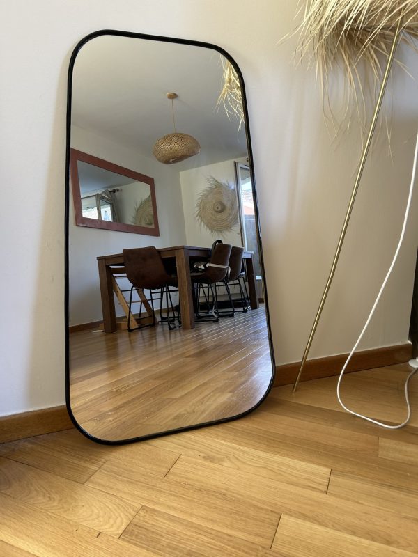 GRAND MIROIR EN FER FORGÉ NOIR 1M MURAL
