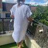 ROBE 100% LIN À RAYURE BLEU – Image 2