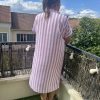 ROBE 100% LIN À RAYURE VIOLET – Image 2
